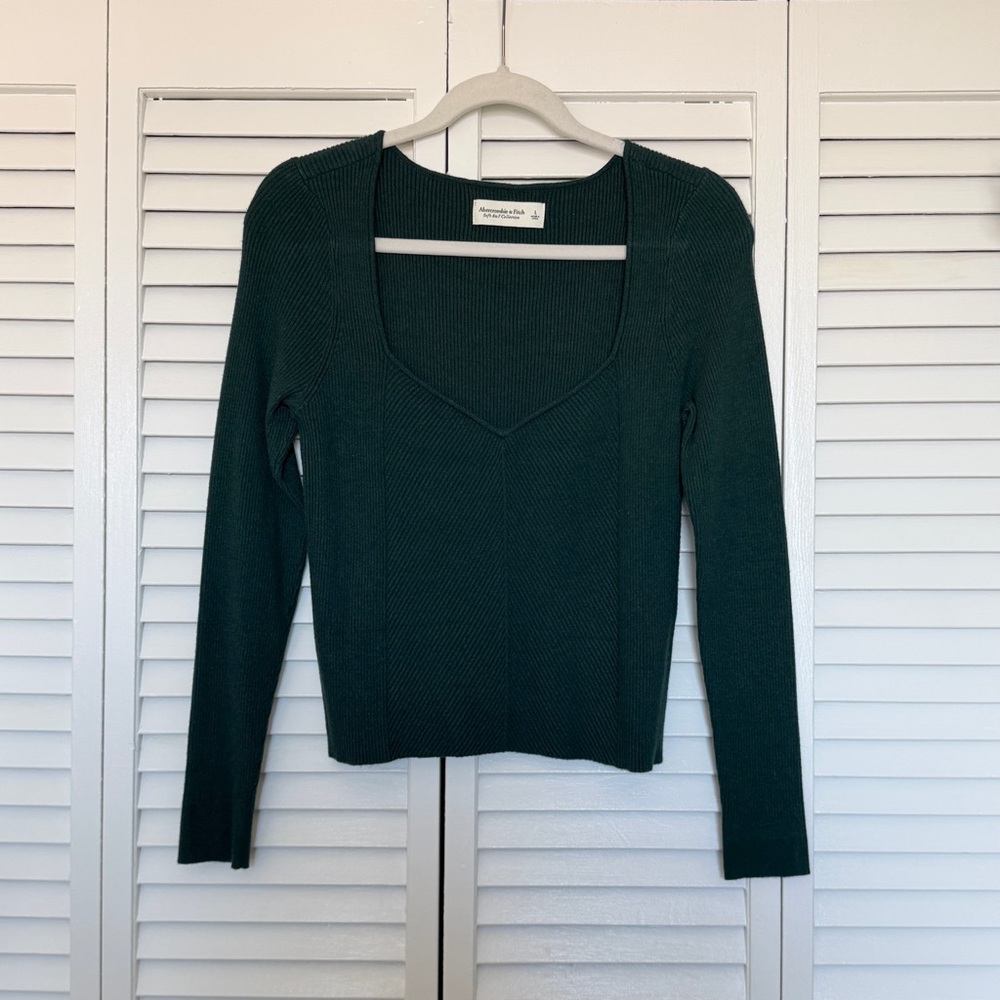 Abercrombie & Fitch Dark Green Knit Long Sleeve Top